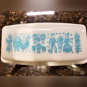 Vintage Pyrex Butterprint Cinderella Amish Butter Dish w/Lid